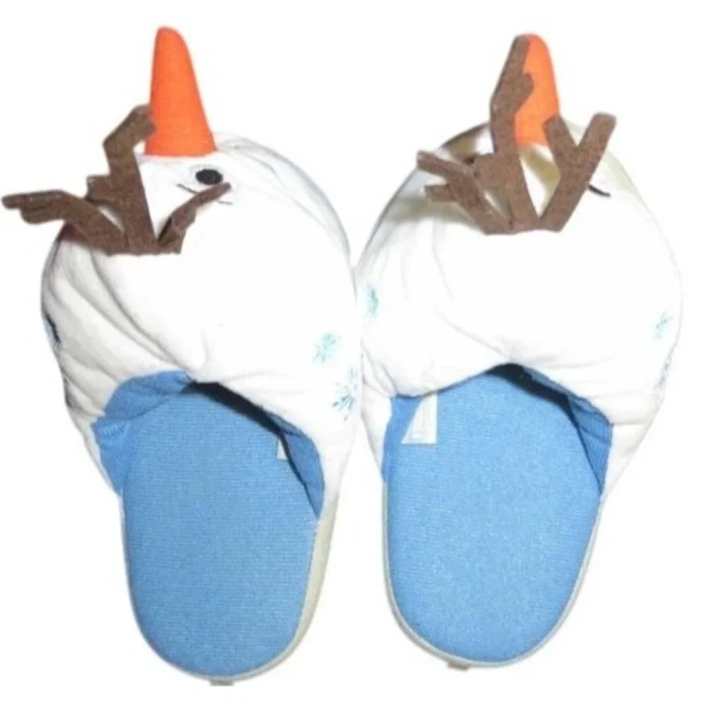 DISNEY FROZEN II OLAF Plush Doll Slippers Size L 4 Kids Child house‎ shoes